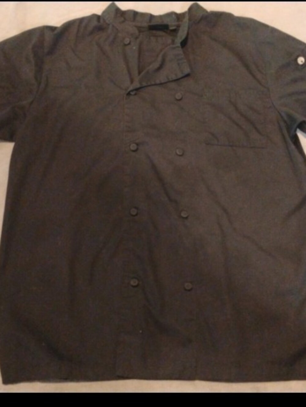 Chef Works Black Short-Sleeve Double-Breasted Chef Coat Jacket - Size Large